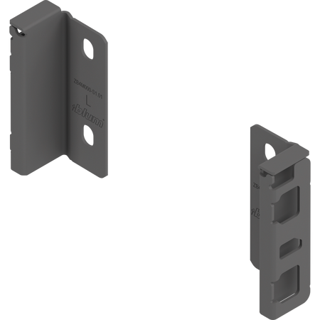 BLUM ZB4M000S Uchwyt drewnianej ścianki tylnej MERIVOBOX, wys. M (108 mm), prawy+lewy, ANTRACYT MAT