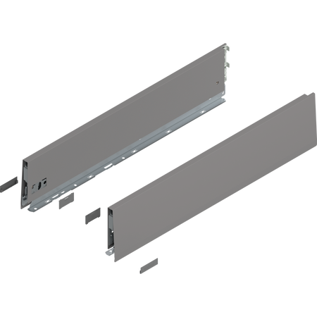 BLUM 470K6002S Bok MERIVOBOX, wysokość K (129 mm), dł.=600 mm, lewy+prawy, SZARY INDIUM MAT