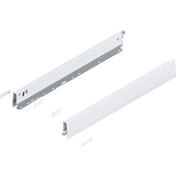 BLUM 470N5502S Bok MERIVOBOX, wysokość N (68.5 mm), dł.=550 mm, lewy+prawy, JEDWABIŚCIE BIAŁY MAT