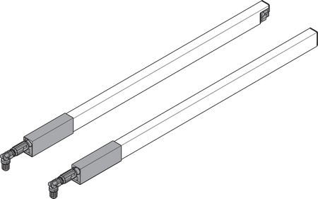 BLUM ZRG.537RSI Reling podłużny TANDEMBOX (górny), do szuflady z wysokim frontem, dł.=600 mm, lewy+prawy, do TANDEMBOX antaro SZARY