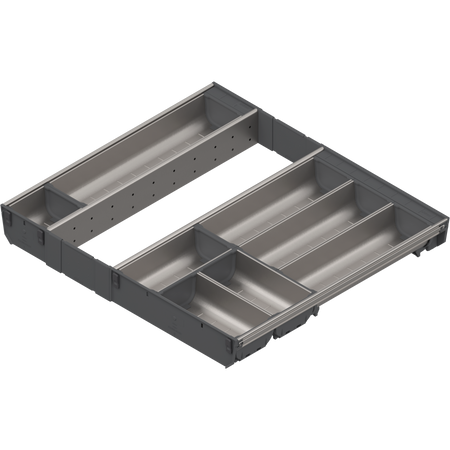 BLUM ZSI.60VEI6 ORGA-LINE wkład z pojemnikami (całkowite wypełnienie), do szuflady standardowej TANDEMBOX, dł. NL=500 mm, szer. korpusu KB=600 mm INOX