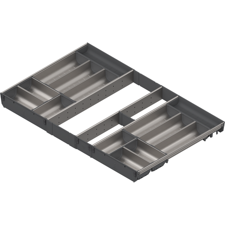 BLUM ZSI.90VEI7 ORGA-LINE wkład z pojemnikami (całkowite wypełnienie), do szuflady standardowej TANDEMBOX, dł. NL=550 mm, szer. korpusu KB=900 mm INOX