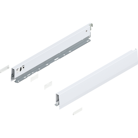 BLUM 470N4502S Bok MERIVOBOX, wysokość N (68.5 mm), dł.=450 mm, lewy+prawy, JEDWABIŚCIE BIAŁY MAT