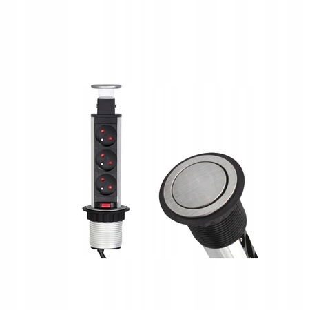 Design Light LIFT BOX gniazdo meblowe, kolor stal drapana