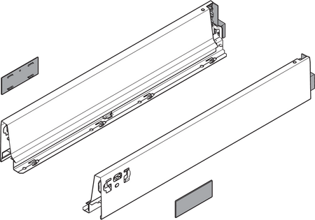 BLUM 378M6502SA Bok szuflady TANDEMBOX, wysokość M (83 mm), dł.=650 mm, lewy+prawy, do TANDEMBOX intivo/antaro, SZARY