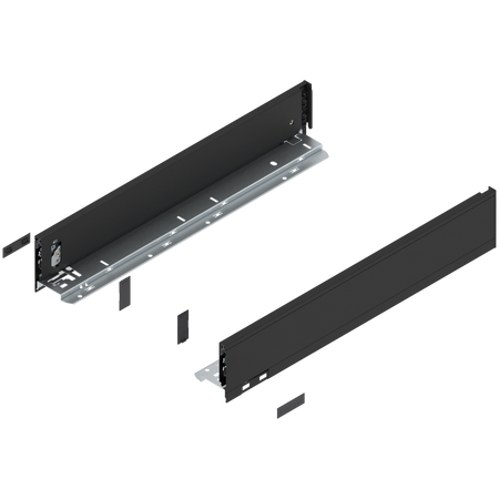 BLUM 770M5002S Bok szuflady LEGRABOX, wysokość M (90.5 mm), dł.=500 mm, lewy+prawy, do LEGRABOX pure CZARNY CARBON MAT