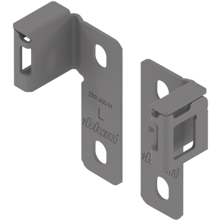 BLUM ZRR.4000 MERIVOBOX uchwyt relingu (tylny), uniwersalnie mocowany, nieregulowany reling, na wkręty, lewy+prawy, SZARY INDIUM MAT