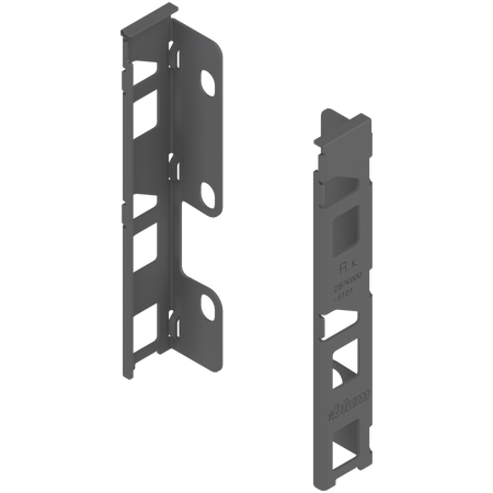 BLUM ZB7K000S Uchwyt drewnianej ścianki tylnej LEGRABOX, wys. K (144 mm), prawy+lewy ANTRACYT MAT