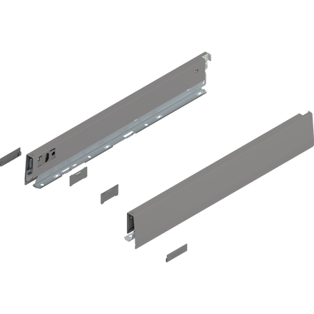 BLUM 470N4502S Bok MERIVOBOX, wysokość N (68.5 mm), dł.=450 mm, lewy+prawy, SZARY INDIUM MAT