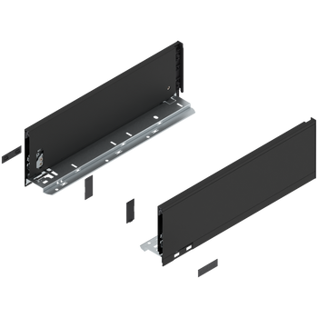 BLUM 770K4002S Bok szuflady LEGRABOX, wysokość K (128.5 mm), dł.=400 mm, lewy+prawy, do LEGRABOX pure CZARNY CARBON MAT