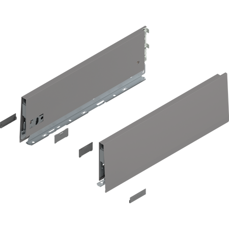 BLUM 470K4002S Bok MERIVOBOX, wysokość K (129 mm), dł.=400 mm, lewy+prawy, SZARY INDIUM MAT