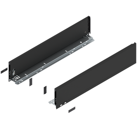 BLUM 770K6002S Bok szuflady LEGRABOX, wysokość K (128.5 mm), dł.=600 mm, lewy/prawy, do LEGRABOX pure CZARNY CARBON MAT