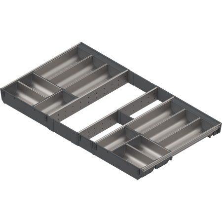 BLUM ZSI.90VEI6 ORGA-LINE wkład z pojemnikami (całkowite wypełnienie), do szuflady standardowej TANDEMBOX, dł. NL=500 mm, szer. korpusu KB=900 mm INOX