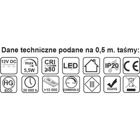Design Light Taśma PREMIUM 60 LED/m typ 2835 IP20 11W/m, barwa: biały ciepły