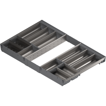 BLUM ZSI.80VEI6 ORGA-LINE wkład z pojemnikami (całkowite wypełnienie), do szuflady standardowej TANDEMBOX, dł. NL=500 mm, szer. korpusu KB=800 mm INOX