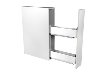 SMARTT KOSZ CARGO DO SZAFKI 15 CICHY DOMYK PEŁNE DNO WYSUW 2 POZIOMY PROWADNICE BLUM LEWY BIAŁY