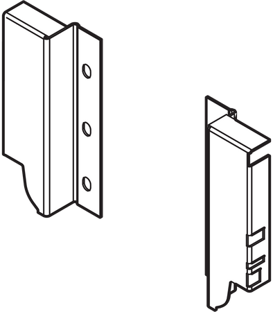 BLUM Z30K000S HO-RW MP R906 Uchwyt drewnianej ścianki tylnej TANDEMBOX, wys. K (128,5 mm), prawy+lewy SZARY