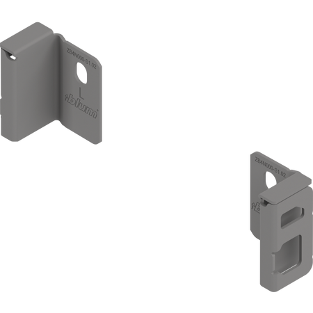 BLUM ZB4N000S Uchwyt drewnianej ścianki tylnej MERIVOBOX, wys. N (82,5 mm), prawy+lewy, SZARY INDIUM MAT