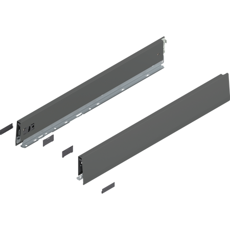 BLUM 470M6002S Bok MERIVOBOX, wysokość M (91 mm), dł.=600 mm, lewy+prawy, ANTRACYT MAT