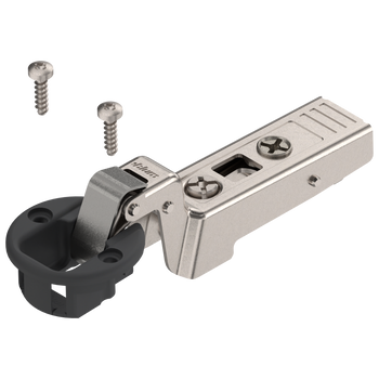 BLUM 75T4300 CLIP top zawias do drzwi szklanych 94°, Drzwi wpuszczane, puszka: na wkręty