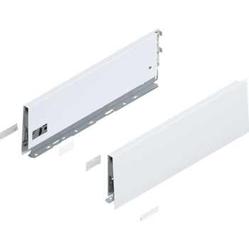 BLUM 470K4002S Bok MERIVOBOX, wysokość K (129 mm), dł.=400 mm, lewy+prawy, JEDWABIŚCIE BIAŁY MAT
