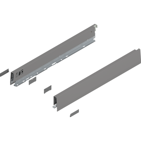 BLUM 470N5002S Bok MERIVOBOX, wysokość N (68.5 mm), dł.=500 mm, lewy+prawy, SZARY INDIUM MAT