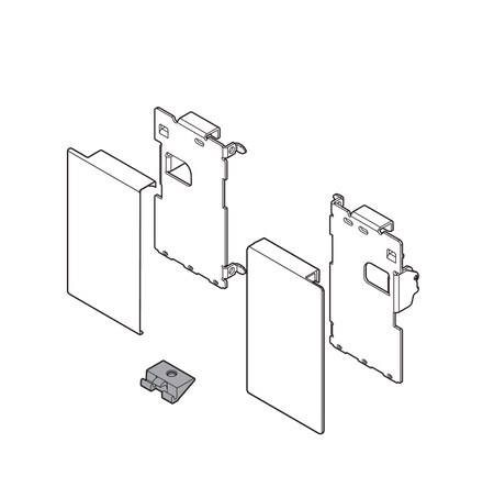 BLUM ZI7.0MS0 Mocowanie frontu LEGRABOX , zamontowany na wkręt do listwy dystansowej, do szuflady wewnętrznej, lewe+prawe, do LEGRABOX pure BIAŁY MAT