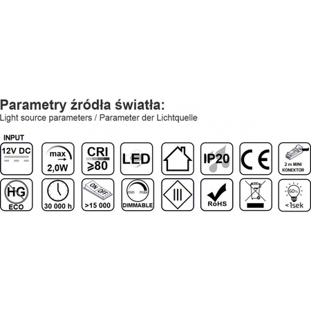 Design Light OVAL dystans 2W oprawa podszafkowa LED, barwa: biały ciepły, kolor oprawy: czarny