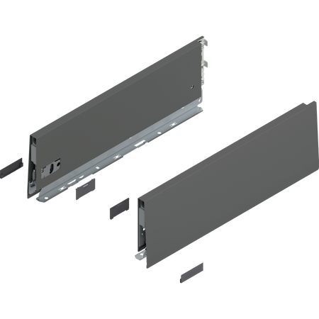 BLUM 470K4002S Bok MERIVOBOX, wysokość K (129 mm), dł.=400 mm, lewy+prawy, ANTRACYT MAT