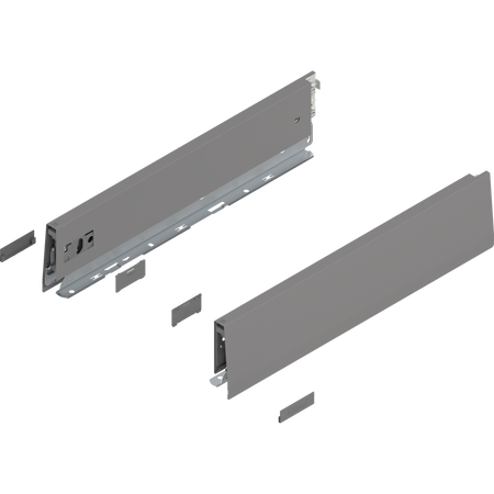 BLUM 470M4002S Bok MERIVOBOX, wysokość M (91 mm), dł.=400 mm, lewy+prawy, SZARY INDIUM MAT