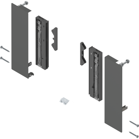 BLUM ZI4.4ES1 Mocowanie frontu MERIVOBOX, do szuflady wewnętrznej z elementami dekoracyjnymi, lewe+prawe, ANTRACYT MAT