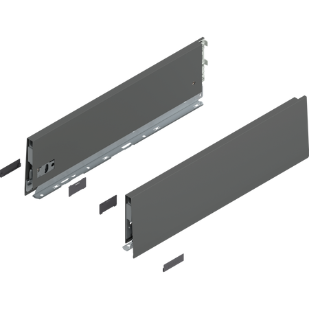 BLUM 470K4502S Bok MERIVOBOX, wysokość K (129 mm), dł.=450 mm, lewy+prawy, ANTRACYT MAT