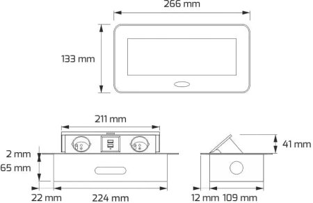 Design Light KOMBI BOX USB A gniazdo meblowe, kolor aluminium