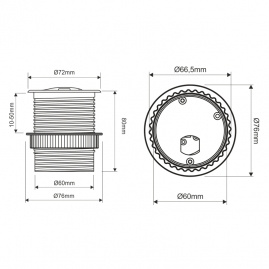Design Light SINGLE BOX przedłużacz wpuszczany, 1 x gniazdo schuko, 1 x USB A, kolor czarny