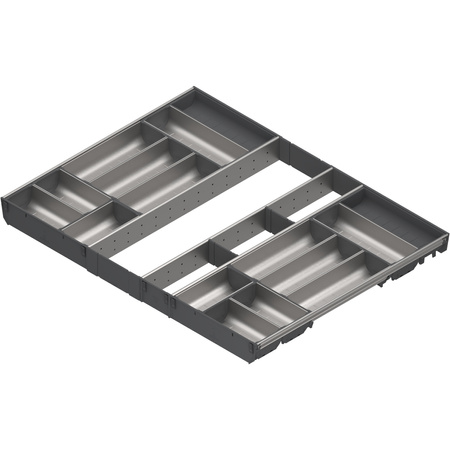BLUM ZSI.90VEI9 ORGA-LINE wkład z pojemnikami (całkowite wypełnienie), do szuflady standardowej TANDEMBOX, dł. NL=650 mm, szer. korpusu KB=900 mm INOX