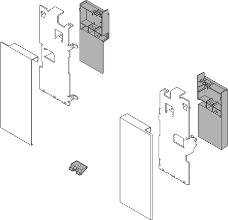 BLUM ZI7.0KS0 Mocowanie frontu LEGRABOX , wys. K, do szuflady wewnętrznej, lewe+prawe, do LEGRABOX pure ANTRACYT MAT