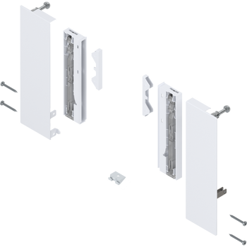 BLUM ZI4.4ES1 Mocowanie frontu MERIVOBOX, do szuflady wewnętrznej z elementami dekoracyjnymi, lewe+prawe, JEDWABIŚCIE BIAŁY MAT