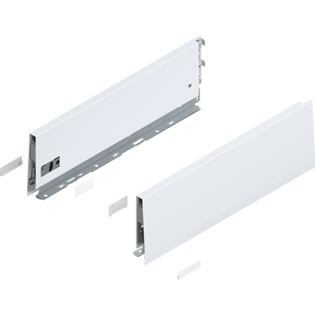 BLUM 470K4002S Bok MERIVOBOX, wysokość K (129 mm), dł.=400 mm, lewy+prawy, JEDWABIŚCIE BIAŁY MAT
