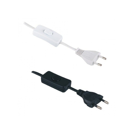 Design Light Przewód 3 m 2 x 0,75 mm2 z wyłącznikiem PC1 i wtyczką EURO, biały