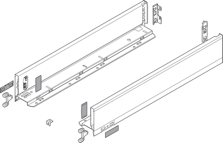 BLUM 770M3002S Bok szuflady LEGRABOX, wysokość M (90.5 mm), dł.=300 mm, lewy+prawy, do LEGRABOX pure ANTRACYT MAT