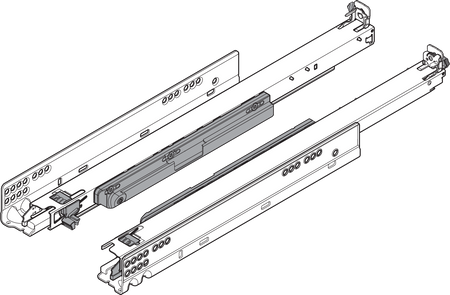 BLUM 760H6000T MOVENTO z TIP-ON, pełny wysuw, prowadnica, 40 kg, dł.=600 mm, wymaga sprzęgła, lewa+prawa