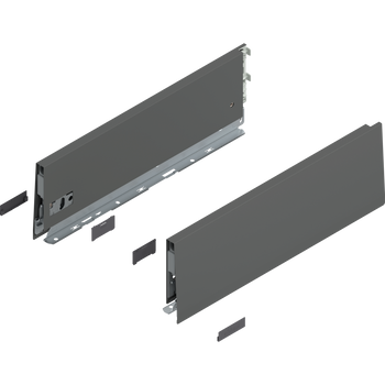BLUM 470K4002S Bok MERIVOBOX, wysokość K (129 mm), dł.=400 mm, lewy+prawy, ANTRACYT MAT