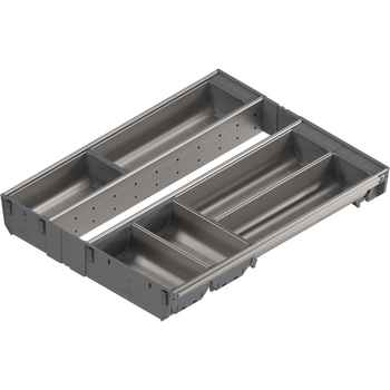 BLUM ZSI.45VEI6 ORGA-LINE wkład z pojemnikami (całkowite wypełnienie), do szuflady standardowej TANDEMBOX, dł. NL=500 mm, szer. korpusu KB=450 mm INOX