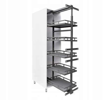 SMARTT KOSZ SPACE CARGO DO SZAFKI 30 PEŁNE DNO WYSUW DOCIĄG 127-157cm 4 PÓŁKI ANTRACYT