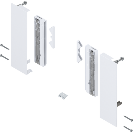 BLUM ZI4.4ES1 Mocowanie frontu MERIVOBOX, do szuflady wewnętrznej z elementami dekoracyjnymi, lewe+prawe, JEDWABIŚCIE BIAŁY MAT