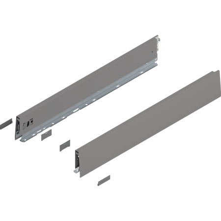 BLUM 470M6002S Bok MERIVOBOX, wysokość M (91 mm), dł.=600 mm, lewy+prawy, SZARY INDIUM MAT