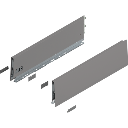 BLUM 470K4502S Bok MERIVOBOX, wysokość K (129 mm), dł.=450 mm, lewy+prawy, SZARY INDIUM MAT