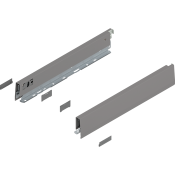 BLUM 470N4002S Bok MERIVOBOX, wysokość N (68.5 mm), dł.=400 mm, lewy+prawy, SZARY INDIUM MAT
