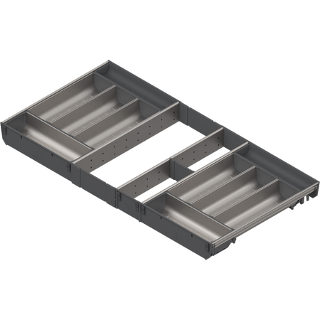 BLUM ZSI.90VEI4 ORGA-LINE wkład z pojemnikami (całkowite wypełnienie), do szuflady standardowej TANDEMBOX, dł. NL=450 mm, szer. korpusu KB=900 mm INOX