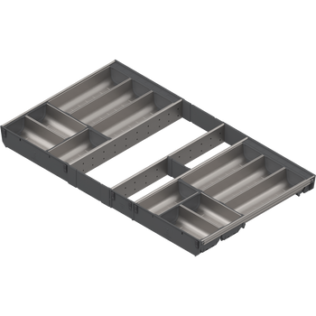 BLUM ZSI.90VEI6 ORGA-LINE wkład z pojemnikami (całkowite wypełnienie), do szuflady standardowej TANDEMBOX, dł. NL=500 mm, szer. korpusu KB=900 mm INOX